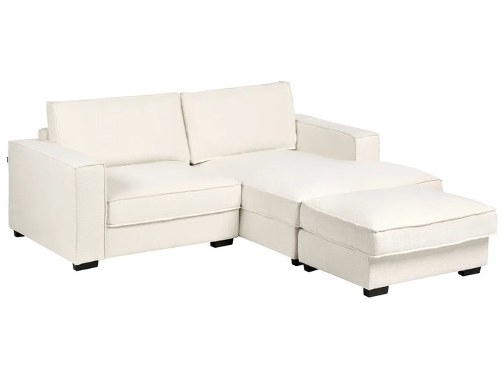 Corner Sofa Boucle Light Beige with Ottoman Left Hand Adna
