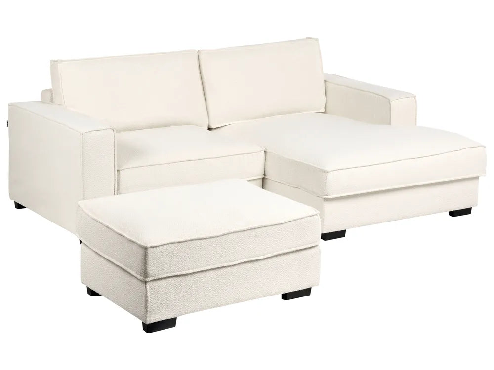 Corner Sofa Boucle Light Beige with Ottoman Left Hand Adna
