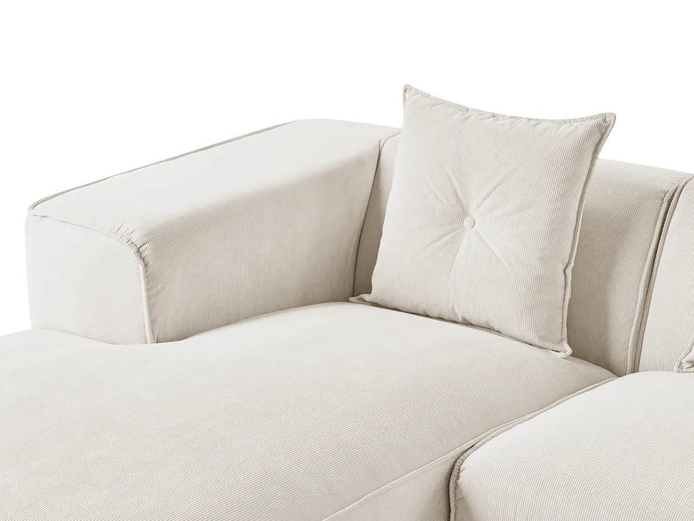Corner Sofa 3 Seater Corduroy Off-White Right Hand Rafael