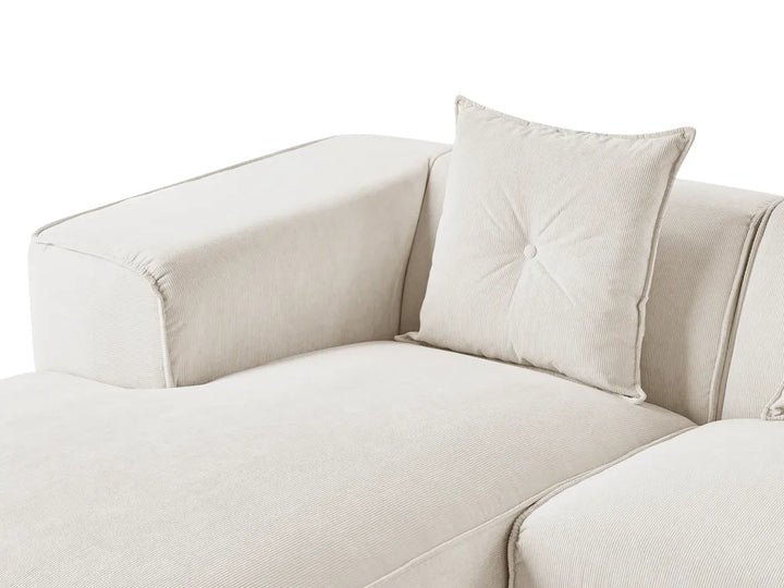 Corner Sofa 3 Seater Corduroy Off-White Right Hand Rafael