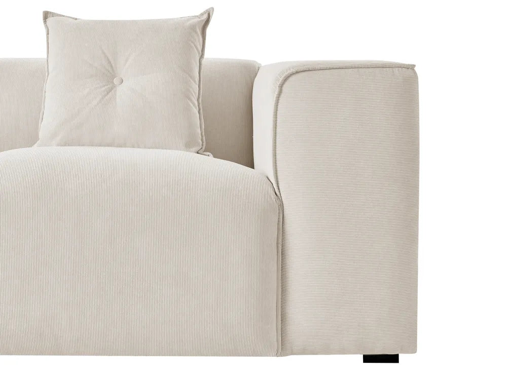 Corner Sofa 3 Seater Corduroy Off-White Right Hand Rafael