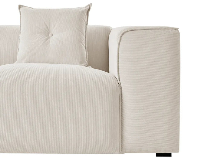 Corner Sofa 3 Seater Corduroy Off-White Right Hand Rafael