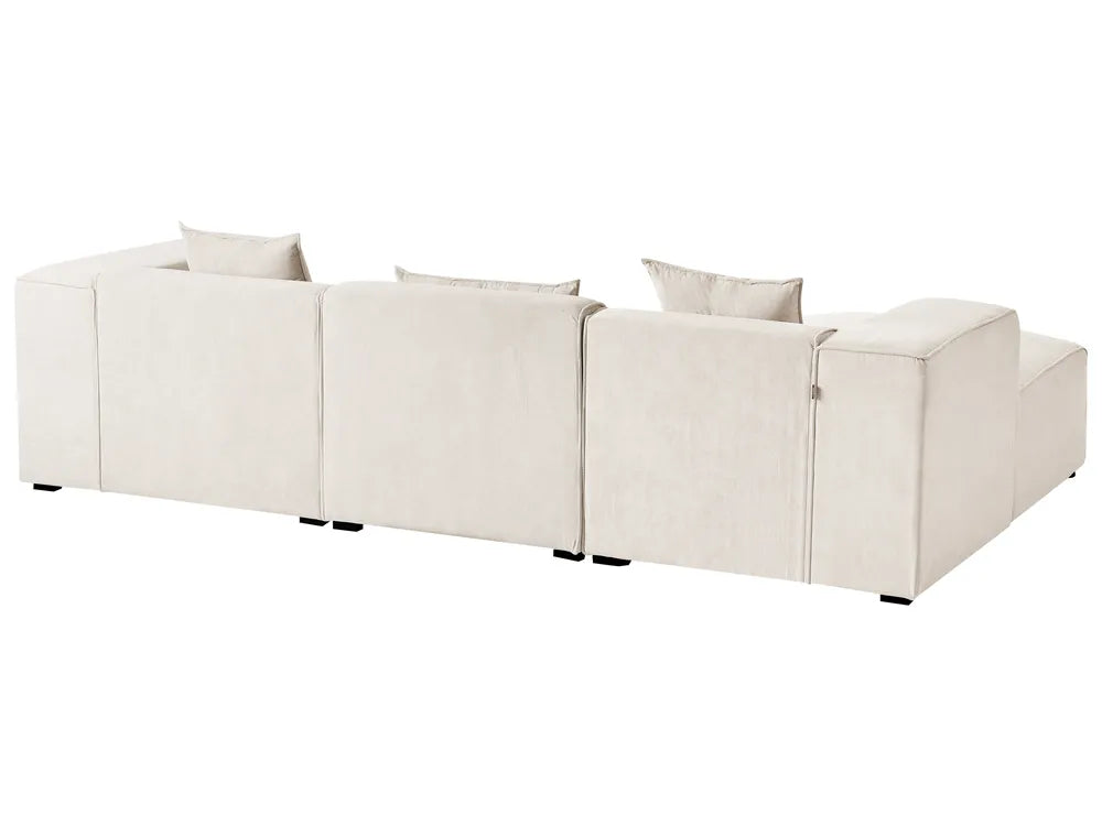 Corner Sofa 3 Seater Corduroy Off-White Right Hand Rafael