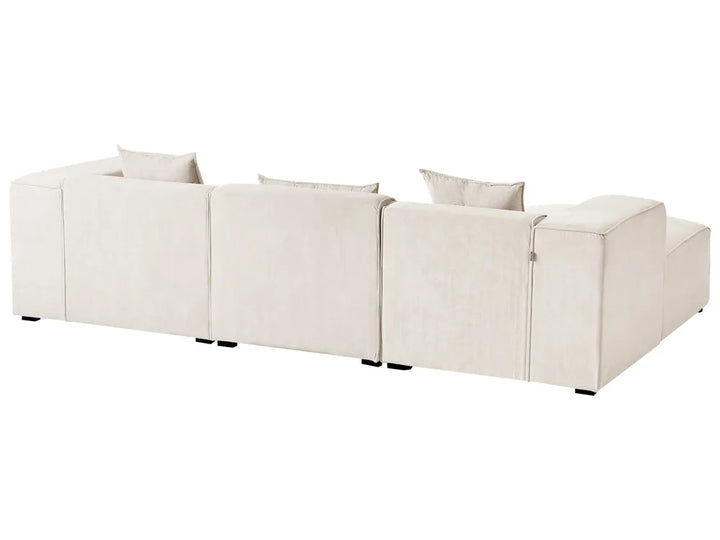 Corner Sofa 3 Seater Corduroy Off-White Right Hand Rafael