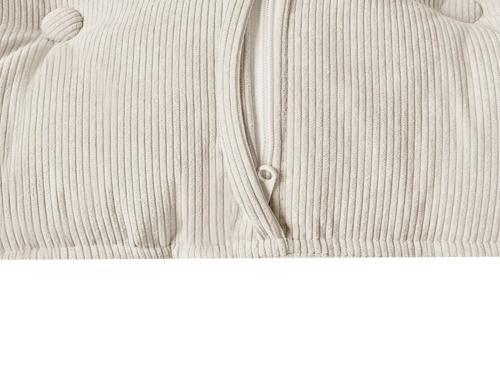 Corner Sofa 3 Seater Corduroy Off-White Right Hand Rafael