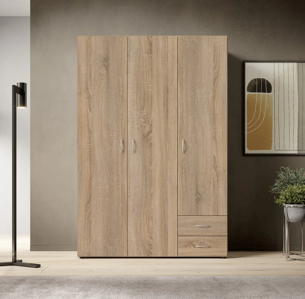 Oak Sonoma wardrobe with hinged doors, 120cm wide