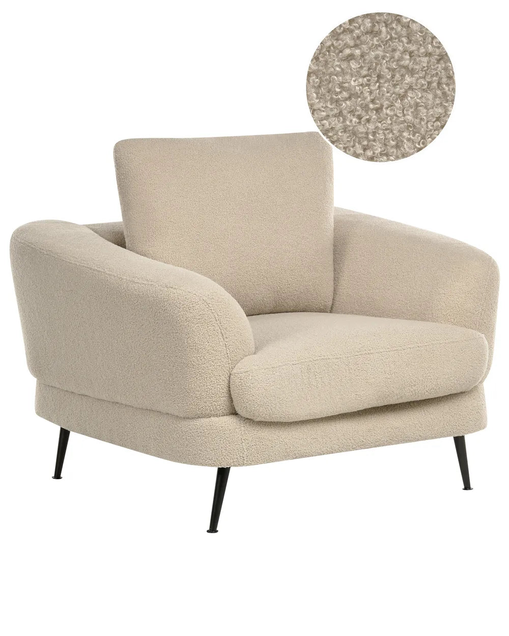A sophisticated seating solution crafted from premium boucle fabric in a versatile light beige tone.