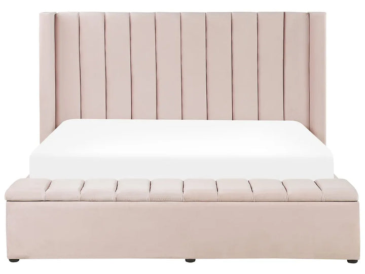 Bed with Storage Bench Velvet 180 x 200 cm (EU Super King) Pastel Pink Angel