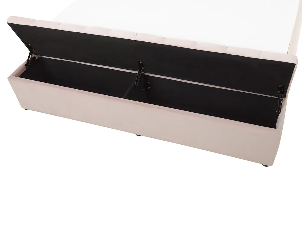 Bed with Storage Bench Velvet 180 x 200 cm (EU Super King) Pastel Pink Angel