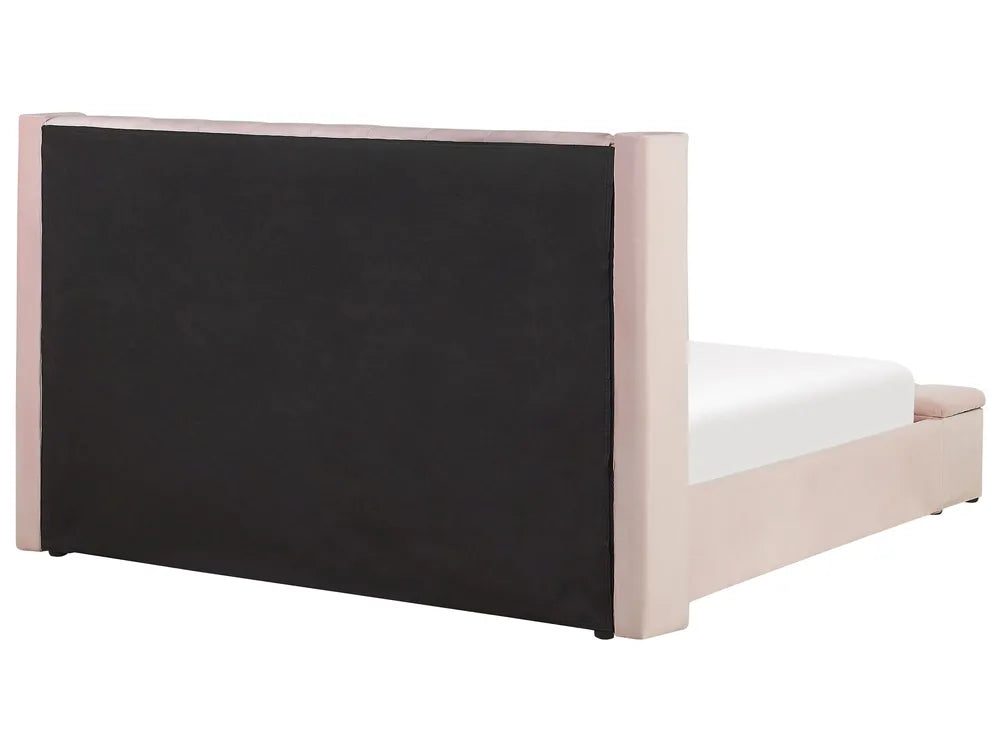 Bed with Storage Bench Velvet 180 x 200 cm (EU Super King) Pastel Pink Angel