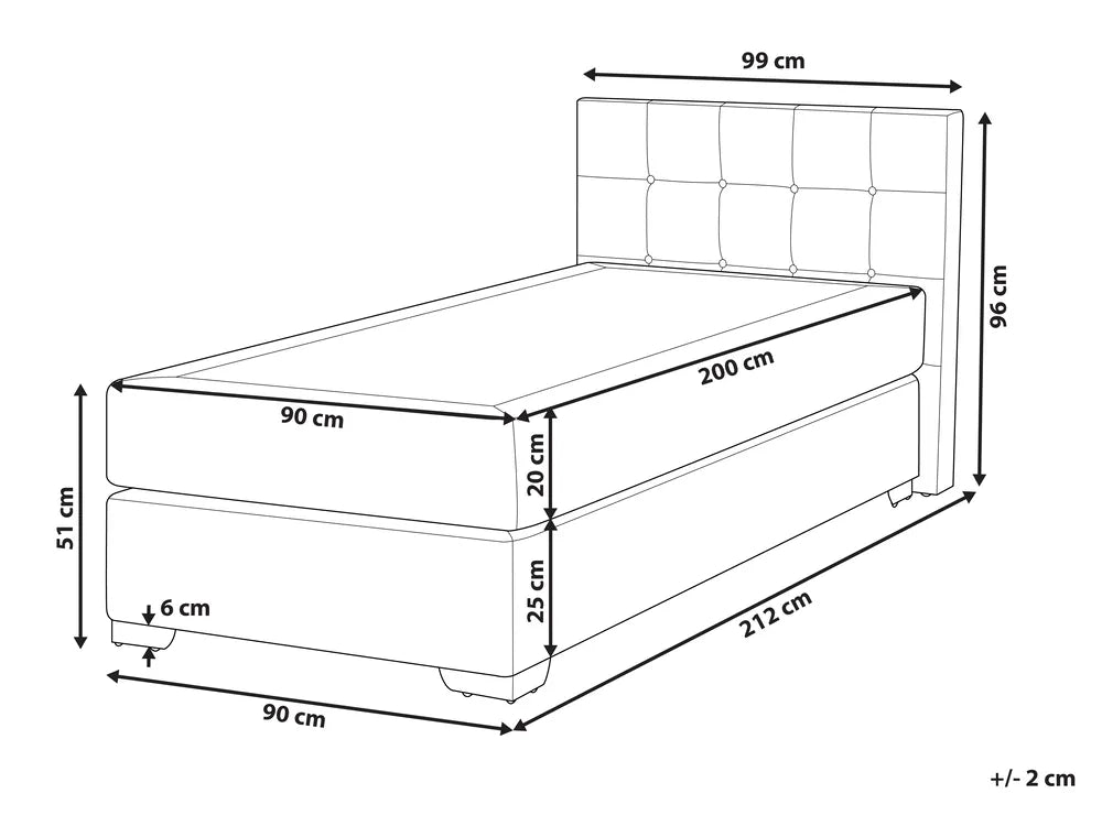 Divan Bed Fabric 90 x 200 cm (EU Single) Sand Beige Mozter