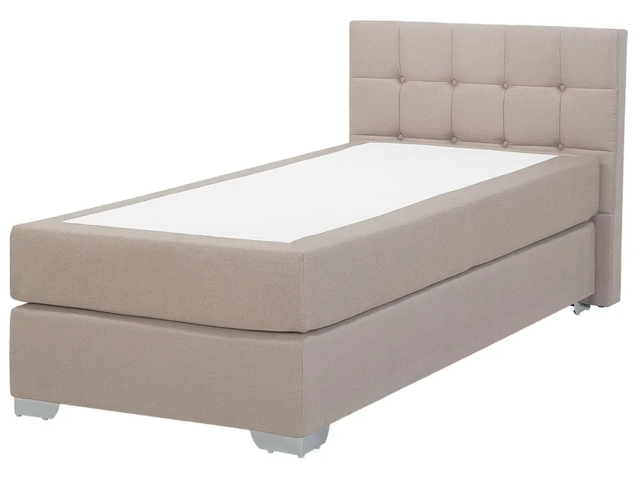 Beige fabric single divan bed 90x200 cm