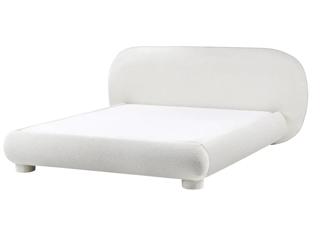 Off-white bouclé king size bed 160x200 cm