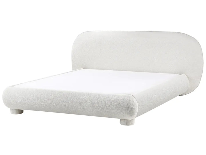 Off-white bouclé king size bed 160x200 cm