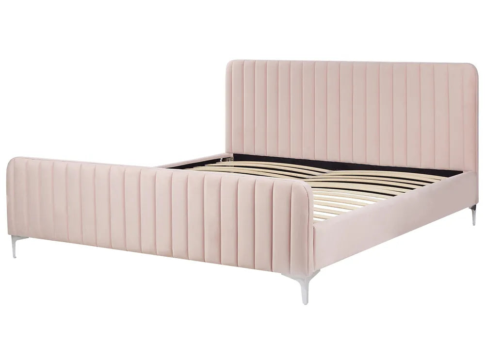 Bed Velvet 180 x 200 cm (EU Super King) Pastel Pink Shila