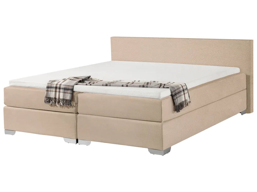 Beige fabric divan bed 180x200 cm Super King