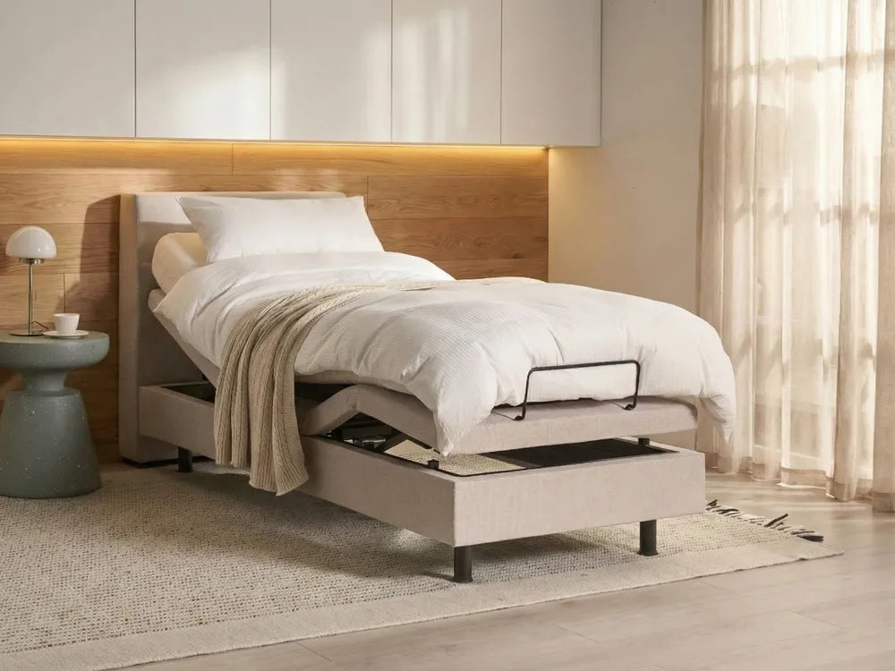 Adjustable Bed Fabric 90 x 200 cm (EU Single) Light Beige Burlyn