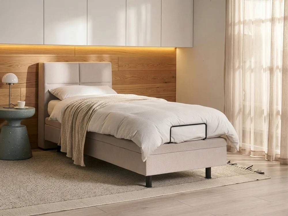 Adjustable Bed Fabric 90 x 200 cm (EU Single) Light Beige Burlyn