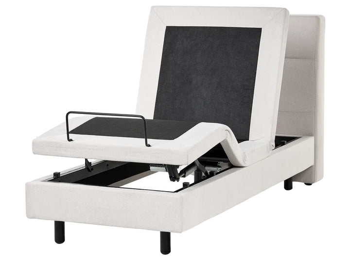 Light beige adjustable bed 90x200 cm single with remote