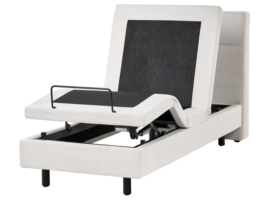 Light beige adjustable bed 90x200 cm single with remote