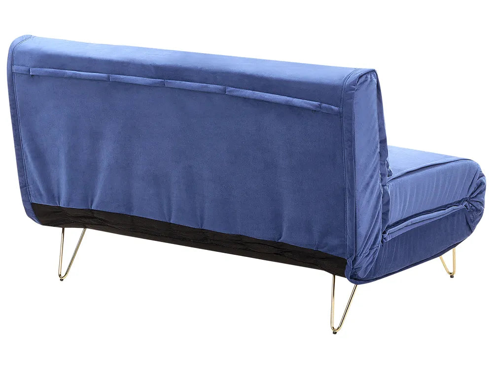 Sofa Bed 2 Seater Velvet Navy Blue Hewson