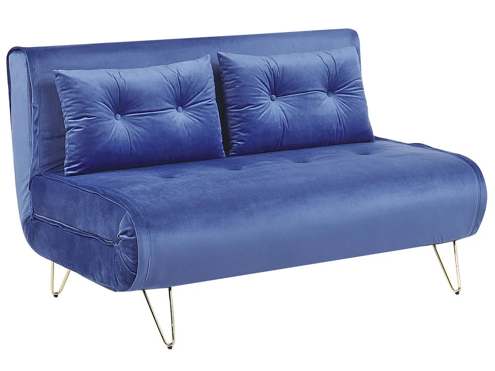 Sofa Bed 2 Seater Velvet Navy Blue Hewson