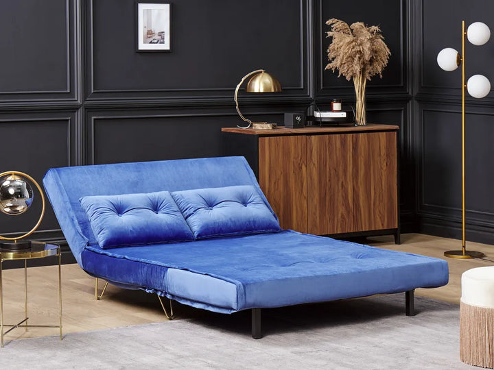 Sofa Bed 2 Seater Velvet Navy Blue Hewson