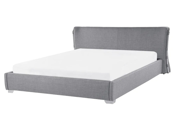 Grey fabric EU king size waterbed with headboard