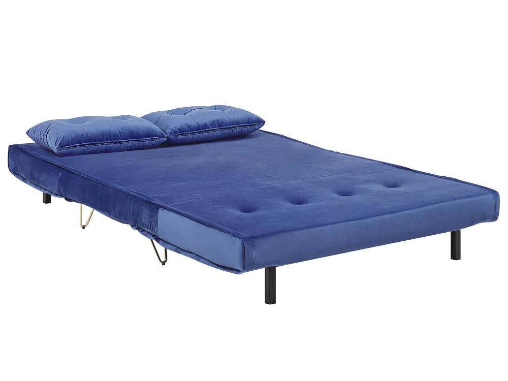 Sofa Bed 2 Seater Velvet Navy Blue Hewson