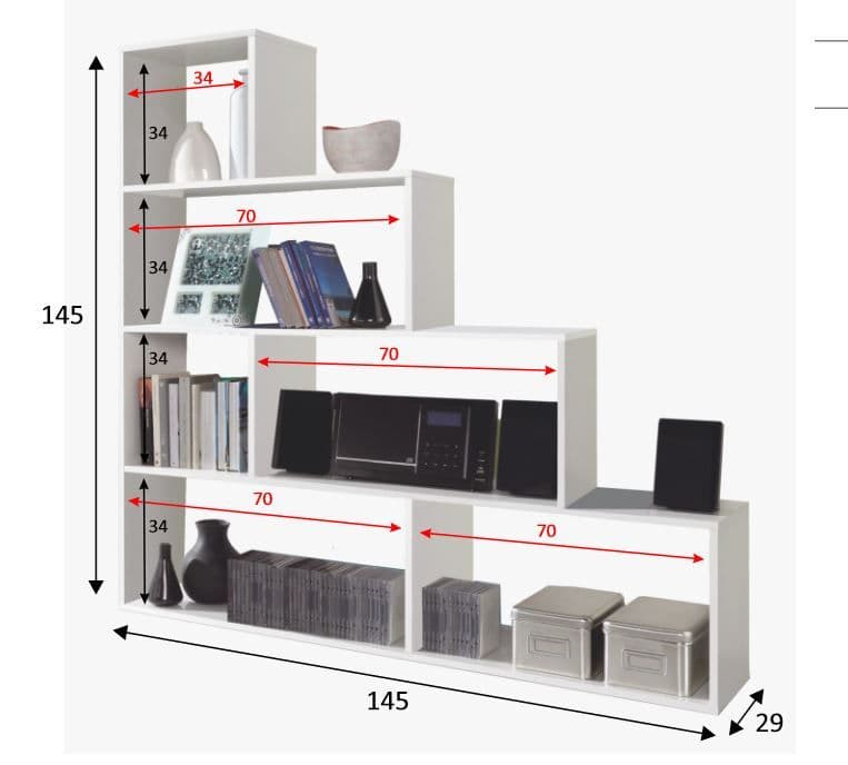 Emedio Bookcase White Gloss Lounge Furniture
