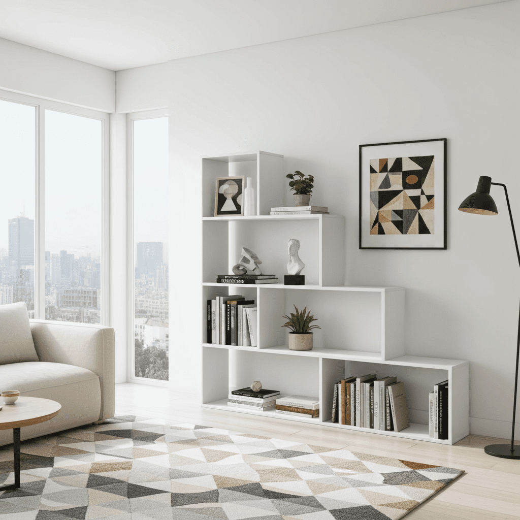 Emedio Bookcase White Gloss Lounge Furniture