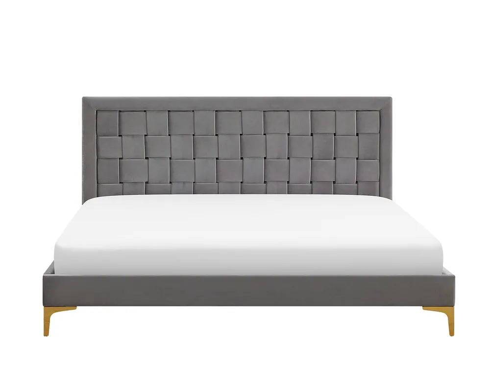 Bed Velvet 180 x 200 cm (EU Super King) Grey Lirim