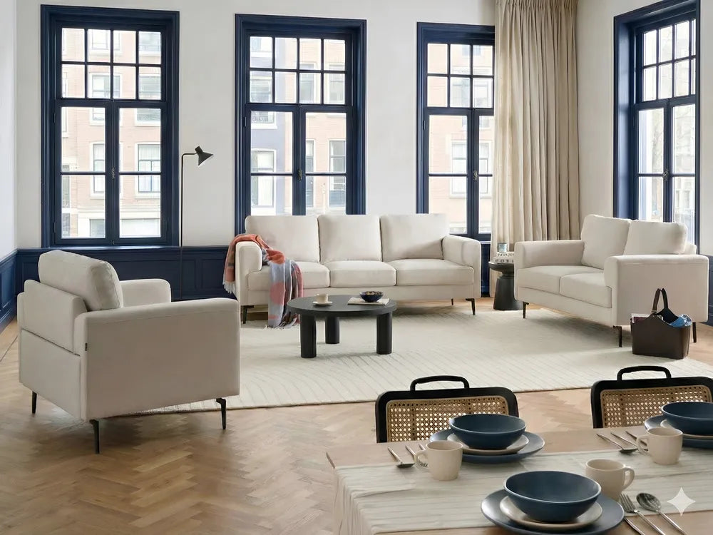 Sofa 2 Seater Fabric Light Beige Radika