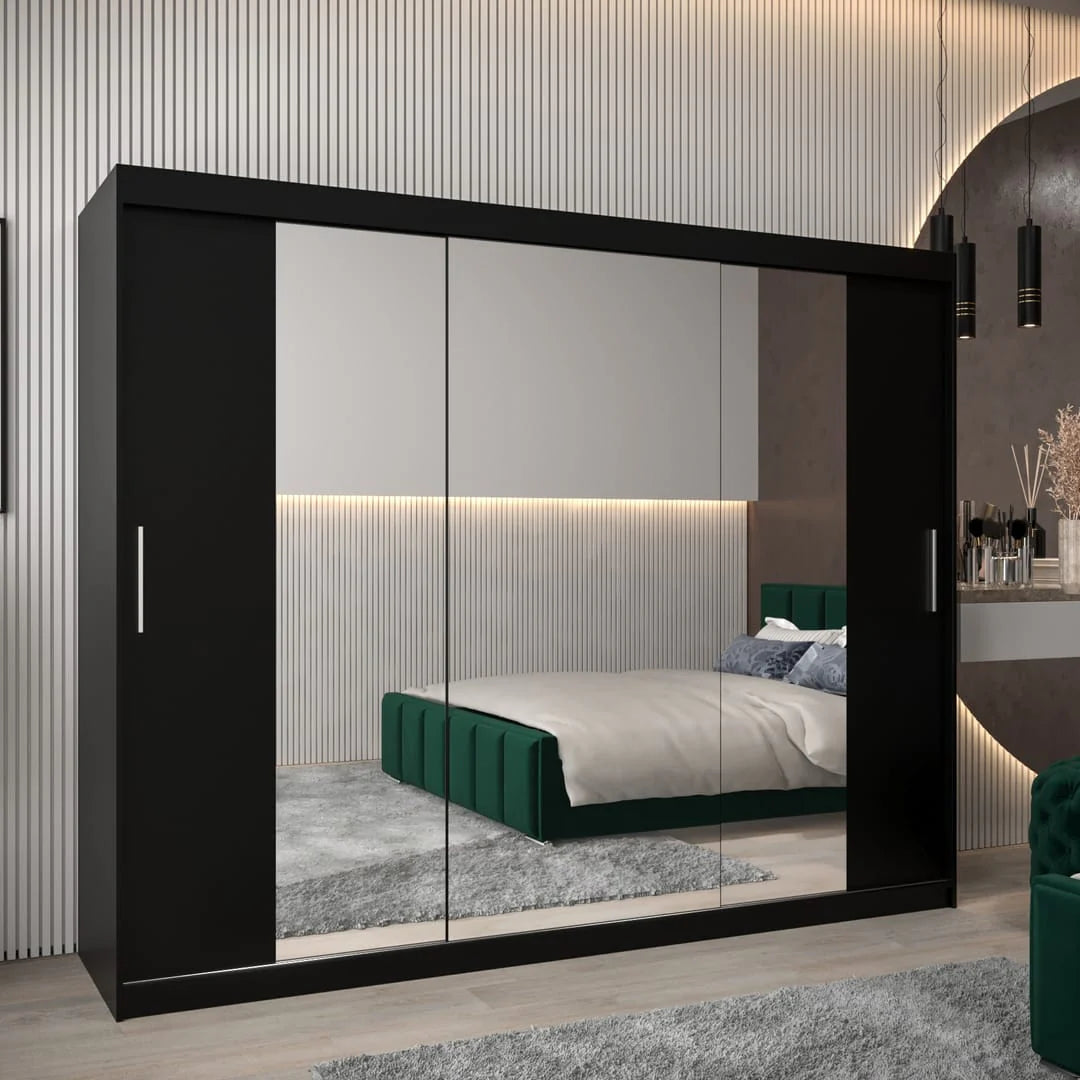 Tokyo II Sliding Door Wardrobe 250cm Black