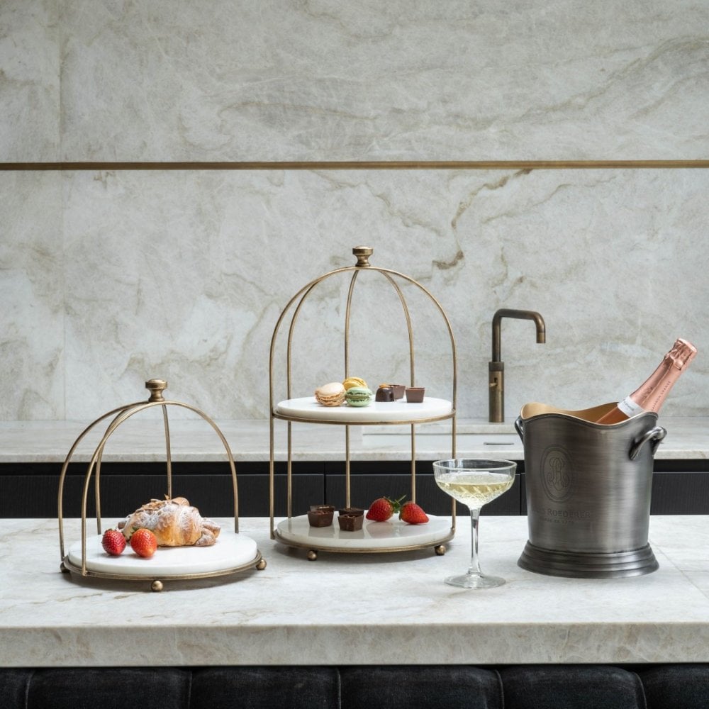 Libra Belvedere Aged Gold Two Tiered Stand