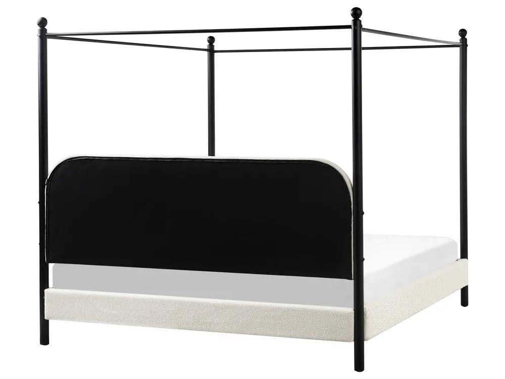 Four Poster Bed Boucle 180 x 200 cm (EU Super King) Off-White Brooklinn