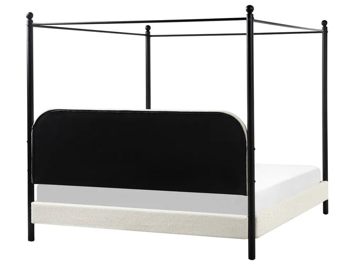 Four Poster Bed Boucle 180 x 200 cm (EU Super King) Off-White Brooklinn