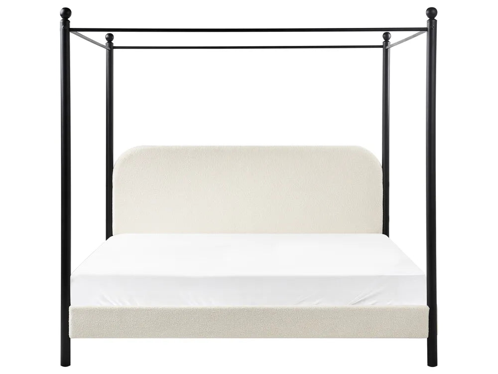 Off-white bouclé four-poster bed Super King