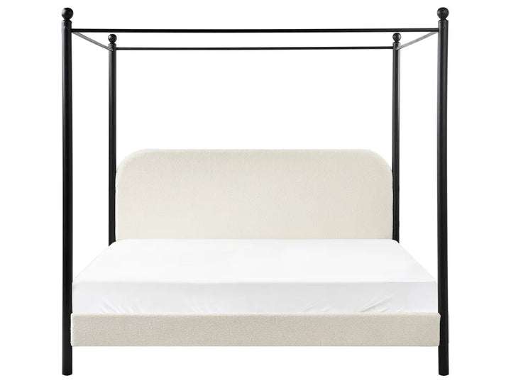 Off-white bouclé four-poster bed Super King