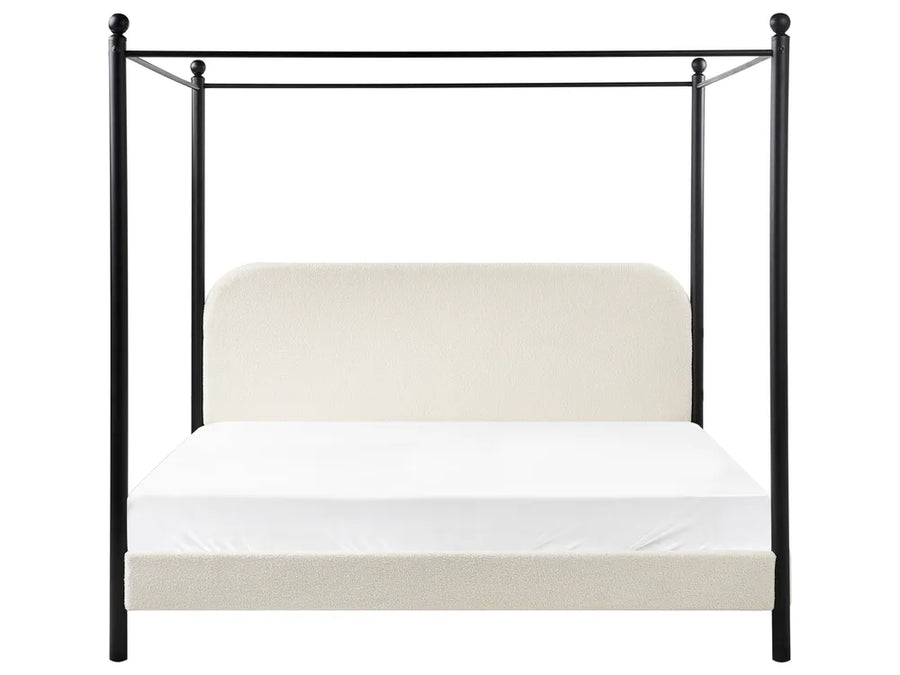 Off-white bouclé four-poster bed Super King