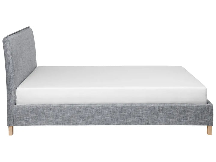 Contemporary light grey bed with slatted base