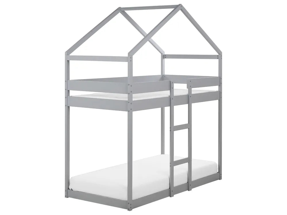 Bunk Bed House Pine Wood 90 x 200 cm (EU Single) Grey Madrid