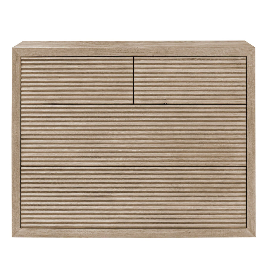 Wooden panel with horizontal slats on a white background