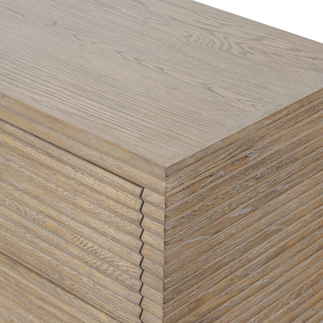 D.I. Designs Wickham Natural Oak Wood Ribbed Chest of Drawers | 4 Drawers
