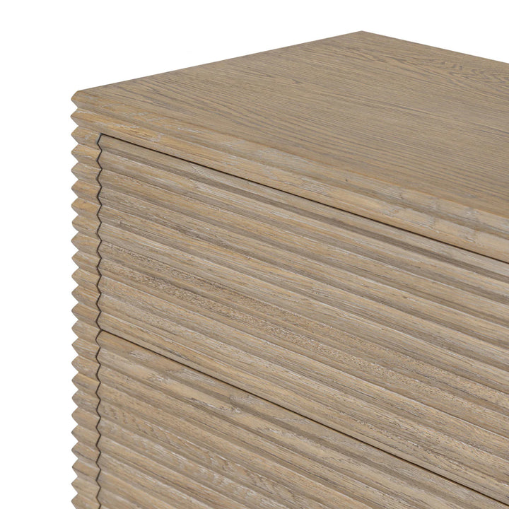 D.I. Designs Wickham Natural Oak Wood Ribbed Chest of Drawers | 4 Drawers