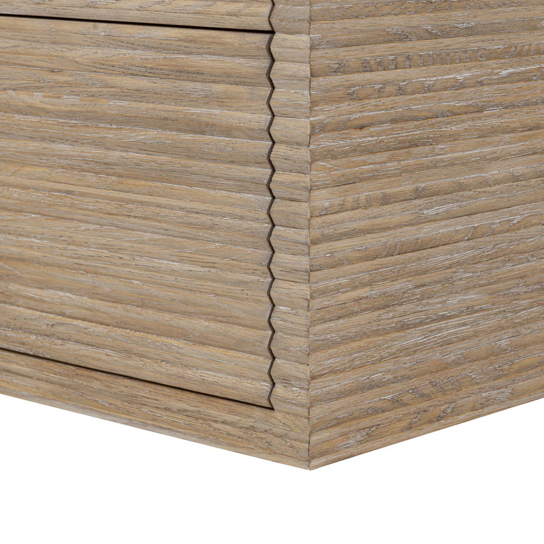 D.I. Designs Wickham Natural Oak Wood Ribbed Chest of Drawers | 4 Drawers