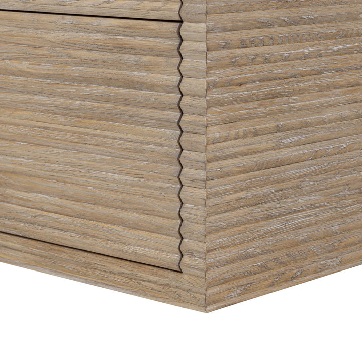 D.I. Designs Wickham Natural Oak Wood Ribbed Chest of Drawers | 4 Drawers