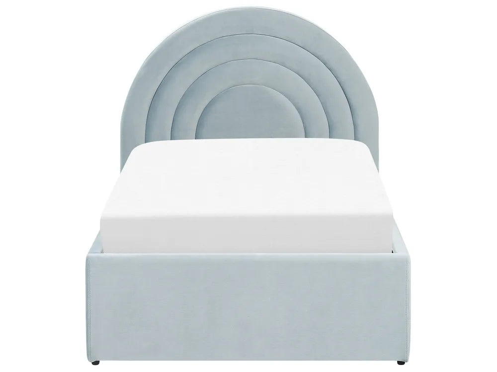 Kids Ottoman Bed Velvet 90 x 200 cm (EU Single) Light Blue Berlin