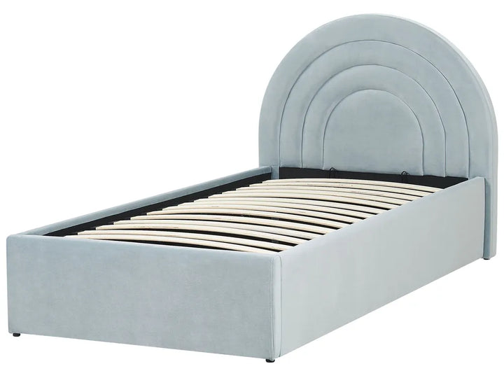 Kids Ottoman Bed Velvet 90 x 200 cm (EU Single) Light Blue Berlin