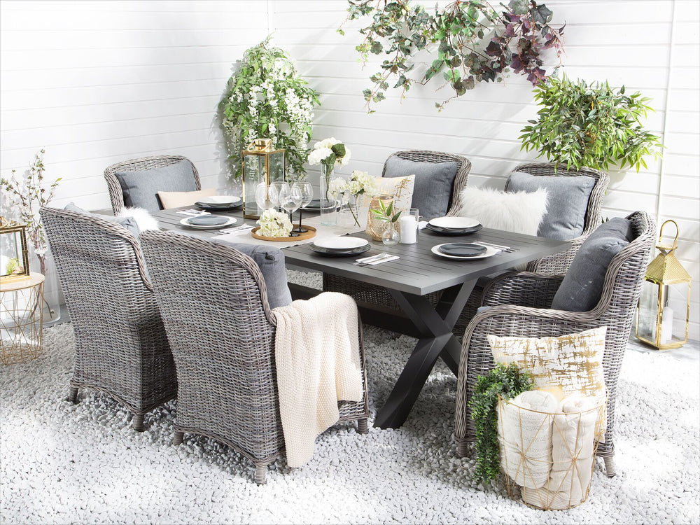 Cascais Garden Dining Table  200 cm 105 cm Metal Grey